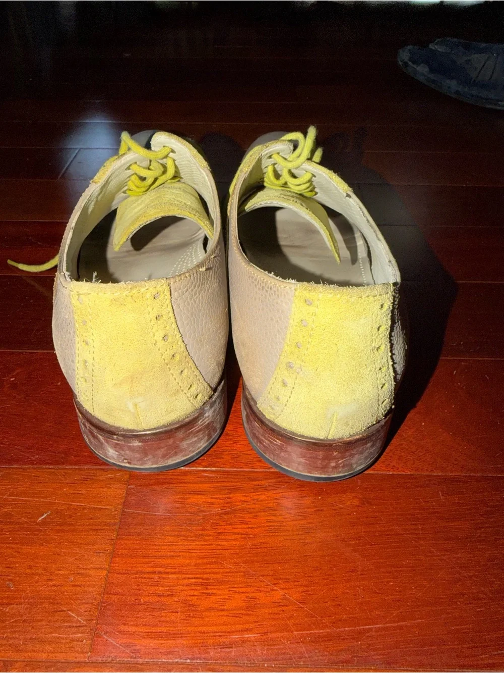 Cole Haan Men's Two-Tone Gray and Yellow Lace-Up Oxfords - Saddle Shoes